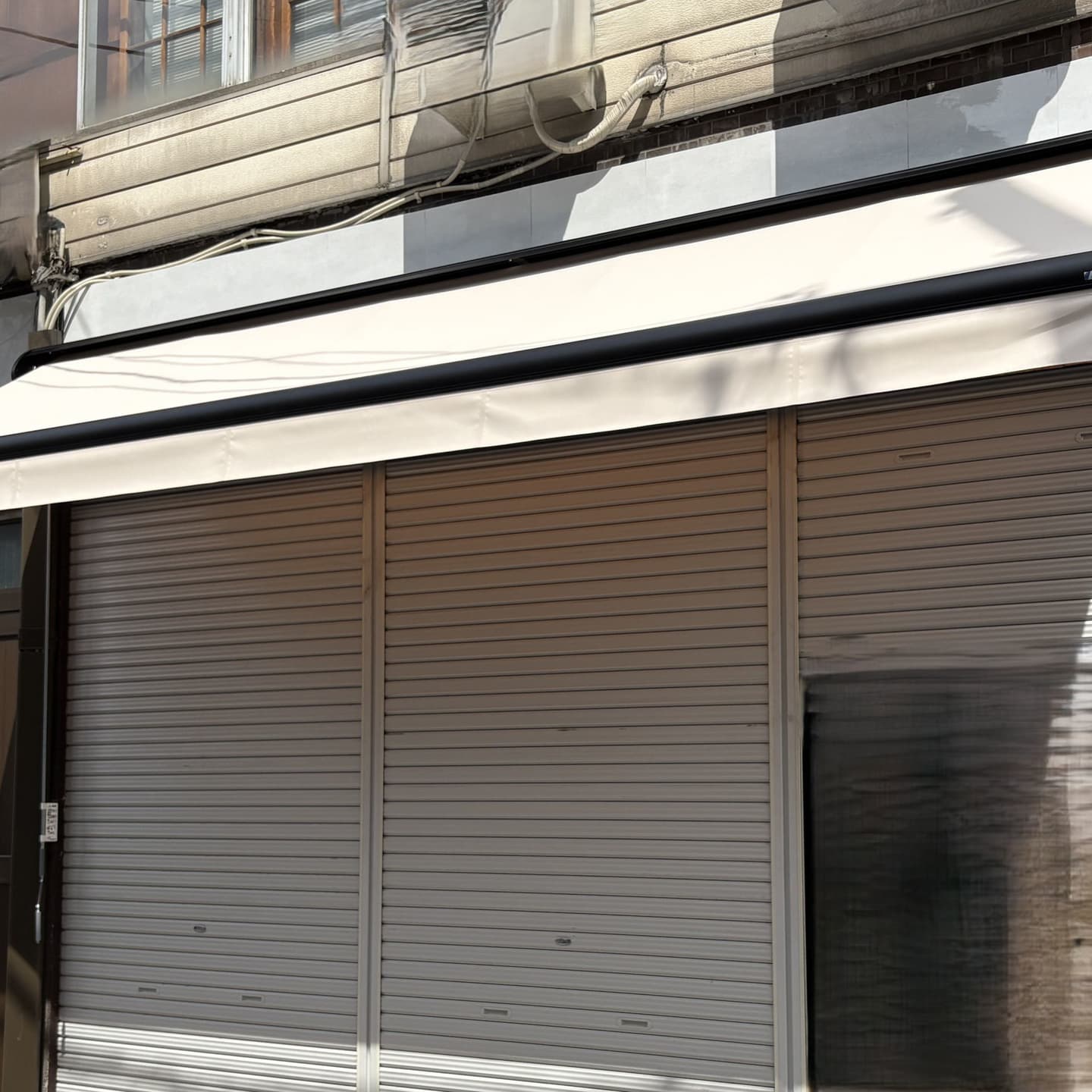 緑ストライプオーニングテント