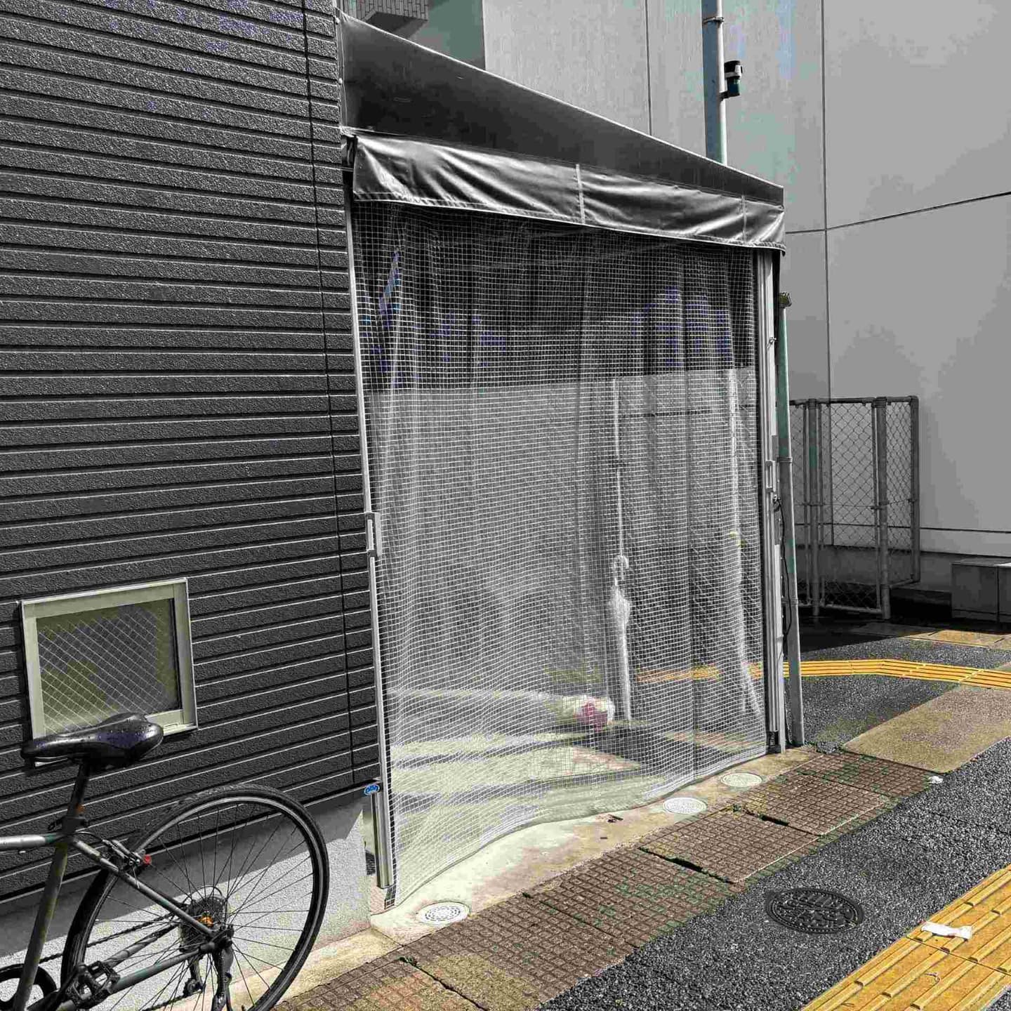 緑ストライプオーニングテント